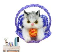 Simulation de Chat en Peluche - 3,15 x 3,15 x 3,94 po Peluches | Peluche de Chat endormi sur Jouet réaliste, Moelleux, Animal, Mini, Panier tissé, Dormir dans Le Panier, de Jeu