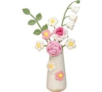 Simulation de fleur en laine Fleur artificielle tricotée à la main Fleur tricotée au crochet avec vase en céramique Fleur de table Cadeau