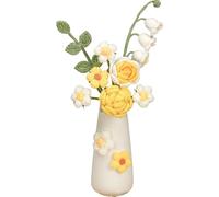 Simulation de fleur en laine Fleur artificielle tricotée à la main Fleur tricotée au crochet avec vase en céramique Fleur de table Cadeau