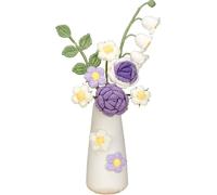 Simulation de fleur en laine Fleur artificielle tricotée à la main Fleur tricotée au crochet avec vase en céramique Fleur de table Cadeau
