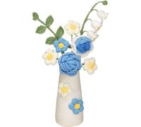 Simulation de fleur en laine Fleur artificielle tricotée à la main Fleur tricotée au crochet avec vase en céramique Fleur de table Cadeau