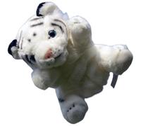 Simulation de marionnette à Main de Tigre Mignon, Jouet en Peluche, poupée de Tigre Blanc, Cadeau Confortable, poupée ventriloque, Cadeau de Tigre du Zodiaque(White)