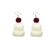 Simulation de Noël Boucles d'oreilles créatives Boucles d'oreilles Mignon Laine de laine Chapeau tricoté Boucles d'oreilles Crochet d'oreille Accessoires Nettoyeur Impressionner (White, One Size)