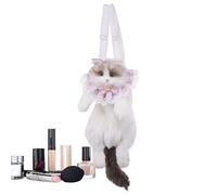 Simulation de sac à dos pour chat - jouet douce, style British Shorthair | Taille de la taille raoll Cat Plush avec sangles détachables, animal farci réaliste pour fille à surpr, Pink Scarf