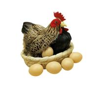 ＡＷＨＡＯ Simulation Poule Modèle Ornement Poulet Simulation Modèle Décoration de Pâques Fausse Simulation Poule Figurine pour Patio Yard, 6 œufs