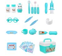 Simulation Son Et Lumière Stethoscope Kit Medical Play House Toy Set Avec Docteur Uniforme Education Precoce Pour Enfants Jouets, 46pcs,Blue