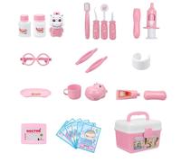 Simulation Son Et Lumière Stethoscope Kit Medical Play House Toy Set Avec Medecin Uniforme Education Precoce Pour Enfants Jouets, 46pcs,Pink