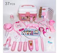 Simulation Son Et Lumière Stethoscope Kit Medical Play House Toy Set Avec Medecin Uniforme Education Precoce Pour Enfants Jouets, 37pcs,Pink