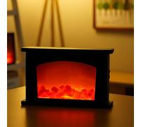 Simulé LED cheminée Lanterne USB & Batterie alimentée lumière sans Flamme avec Simulation Table de Flamme Lampe décorative Mini cheminée Ornement pour décor Confortable Maison Libre Debout électrique