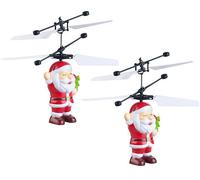 Simulus 2 pères Noël volants à lumière LED multicolore