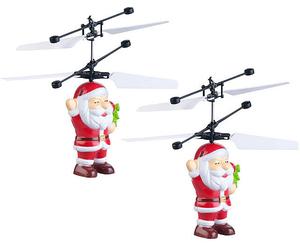 Simulus 2 pères Noël volants à lumière LED multicolore