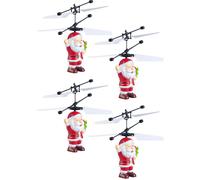 Simulus 4 pères Noël volants à lumière LED multicolore
