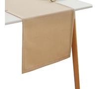 Simurq Chemin de table - Aspect lin - Effet lotus - Imperméable et lavable - Moderne - Facile d'entretien et résistant aux taches - Beige - Table Runner - Couleur : beige - 40 x 180 cm
