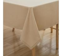 Simurq Nappe Lavable et Imperméable Rectangulaire - Aspect Lin, Effet Lotus - Facile d'Entretien et Anti-taches - Beige (140 x 240 cm)