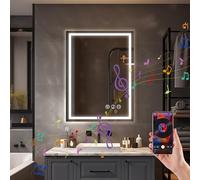 Simusi 60x80cm Miroir Salle Bain LED Bluetooth Anti-buée, 3 Couleurs, IP44