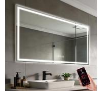 Simusi 80x150cm Miroir Salle Bain LED Bluetooth Anti-buée, 3 Couleurs, IP44 | Miroir mural étanche IP44, lumière ajustable 3 teintes, fixation horizontal vertical, verre trempé sécurisé pour salle bain