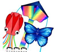 Simxkai 3er Paket-Regenbogen Delta-Drachen, Rote Weichendrachen Einfliegenes Stranddrachen