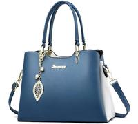 SiMYEER Sac à main et sac à main pour femme en cuir synthétique avec poignée sur le dessus, sacs à bandoulière pour femme, bleu/blanc