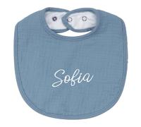 SIMYJOY Bavoirs Bebe Naissance Bavoir Bandana Personnalisé DIY avec Prenom Coton Doux Absorbant Nourrissons Unisex Garçons Filles Bleu