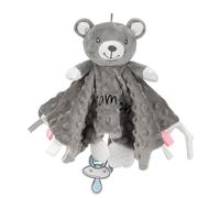 SIMYJOY Serviette de Bébé Jouets Doudou Personnalisé DIY avec Prenom, Couverture De Sécurité Personnalisé pour Bébé, Cadeau Fille Garçon Ours Gris