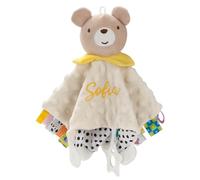 SIMYJOY Serviette de Bébé Jouets Doudou Personnalisé DIY avec Prenom, Couverture De Sécurité Personnalisé pour Bébé, Cadeau Fille Garçon Ours Beige