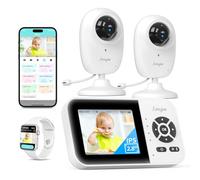 Simyke Moniteur Intelligent pour bébé, 2 caméras 1080p, Interrupteur Wi-FI Marche/arrêt, écran de 2,8" ou accès à Distance WiFi, Vision Nocturne, Longue portée de 450 m, Conversation bidirectionnelle