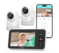 Simyke Moniteur Vidéo pour Bébé, 2 Caméras, Écran IPS 5'' HD, Contrôle App, Vision Nocturne, Alertes Mouvement, Conversation Bidirectionnelle, Accès Multi-Utilisateur, Sécurité Triple