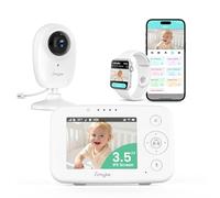 Simyke Moniteur Vidéo pour Bébé avec Écran HD de 3,5 Pouces, Caméra de Moniteur pour Bébé à Conversation Bidirectionnelle avec Vidéo et Audio HD, Vision Nocturne, Surveillance de la Température VOX et