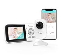 Simyke Moniteur vidéo pour bébé, caméra WiFi pour bébé, affichage de 2,8″ et contrôle d'application, portée de 1000 pieds, conversation à 2 voies, vision nocturne automatique, alerte