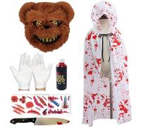 simyron Masque Effrayant d'halloween d'ours/d'animaux d'horreur pour Adulte Enfant, Masque Drôle pour Halloween Carnaval Fête Déguisées Cosplay Mascarade, Masque d'ours Sanglant (Brun)