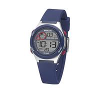 SINAR Montre-bracelet de sport pour garçon - Quartz numérique - 10 bars - Avec alarme, lumière EL et bracelet en silicone - Bleu et rouge - XF-68-2, bleu, Sportif