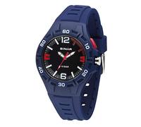 SINAR Montre de sport analogique à quartz XB-37-2 - Étanche - 10 bar - Bleu foncé et rouge