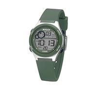 SINAR Montre de sport numérique à quartz pour garçon 10 bar avec alarme, lumière EL et bracelet en silicone vert olive bleu XF-68-3, vert, Sportif