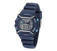 SINAR Montre de sport numérique à quartz pour garçon - Étanche - 10 bars - Avec lumière et bracelet en silicone - Bleu foncé - XE-69-2, bleu