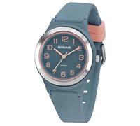 SINAR XB-48-22 Montre de sport pour fille et adolescent Montre de sport analogique à quartz étanche 10 bars Bracelet en silicone bleu pigeon argent rose, bleu pigeon, Moderne