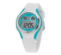 SINAR XE-64-0 Montre de sport numérique à quartz pour fille et adolescent Étanche 10 bars Avec lumière et bracelet en silicone Blanc/turquoise, Blanc.