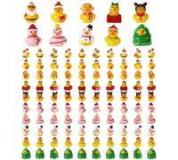 Sinbana 100pcs Mini Résine Noël Canards en Gros, Assortis Petits Hiver Canards Figurines Petits Miniature Canard Figurines pour Fête Décorations Cadeaux de Bas Noël Fête Souvenirs Cadeaux