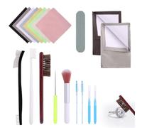 Sinbana 20pcs Kit Nettoyage Bijoux, Comprenant 8 Brosses 1 Poinçon 1 Bâtonnet Polissage pour l'argent 10 Chiffons Polissage Ensemble d'Outils Nettoyage Bijoux pour Bagues Boucles d'oreilles Colliers
