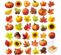 Sinbana 280pcs Décorations Comestibles Gâteaux sur Thème Automne, Decoration Gateau Automne Comprenant Motif de Feuilles d'Érable Citrouilles Tournesols Noisettes Glands pour Pâtisserie(40 Styles)