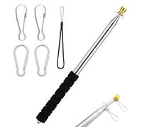 Sinbana 6pcs Mât Drapeau Portables Ensemble, Acier Inoxydable Guide Touristique Mât Drapeau Télescopique avec 2 Clips 2 Mousquetons et 1 Dragonne pour Sportif Camping Festivals (31,5cm-2,5m)