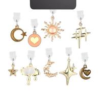 Sinbana 9pcs Breloques Anti-Poussière, Breloques Durables pour Bouchon Anti-Poussière de Type C avec Pendentifs à Étoile Soleil Lune Nuage Accessoires Pratiques pour Téléphone Portable Liseuse