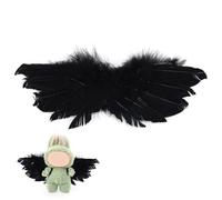 Sinbana Ailes de Plumes pour Poupées de 17cm, Accessoires pour Déguisements Jolies Ailes Plumes Vêtements Souples Aile Incluses Uniquement (Noir)