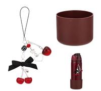 Sinbana Breloque Cerise Noire et Embout en Silicone pour Bouteille d'Eau Owala 946ml, Accessoires Esthétiques pour Bouteille d'Eau Compatible avec le Gobelet Owala FreeSip