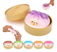 Sinbana Jouet à Presser Dumpling Géant, Grandes Ravioles Nœud Papillon avec Boîte Vapeur Jouet Anti-Stress Tout Mou et Mignon Idéal comme Cadeau d'anniversaire pour Adultes (Couleurs Aléatoires)