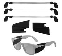 Sinbana Lot de 2 Protections Latérales pour Lunettes Connectées avec 3 Cordons, Protections Latérales en Silicone et Bandes de Maintien Compatibles avec les Lunettes Ray-Ban Meta Wayfarer/Skyler