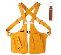 Sinbana Sac à bandoulière à double épaule, sangle cachée sous les bras en cuir, sacoche pour gilet, sacoche réglable, accessoire anti-pickpocket avec deux poches pour homme et femme (jaune)