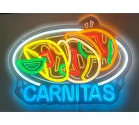 SINBEAUTIES Carnitas Panneau néon à suspendre pour restaurant mexicain latino-américain Tacqueria Bar Stall, décoration d'intérieur, alimenté par USB, ultra lumineux et à intensité variable, 40 x 29