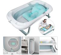 Sinbide®Baignoire bébé pliable évolutive-oreiller tapis coussin de bain-thermomètre