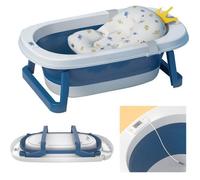 Sinbide Baignoire Bébé Pliable Évolutive - Thermomètre Bouchon de Vidange Coussin de Bain Dès la Naissance