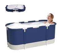 Sinbide Baignoire Pliable Adulte Antidérapante Portable Mobile pour Douche et SPA, pour Petite Salle de Bain, Autoportante, 115x60x55cm (Bleu)